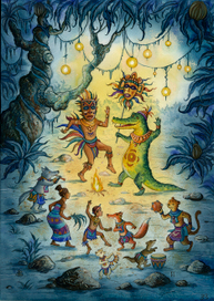 "Африканские сказки" тушь,перо,акварель 2011