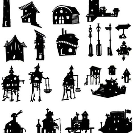 Силуэты домов.