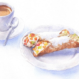 Утренний кофе и трубочки с кремом