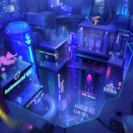 Город в стиле киберпанк