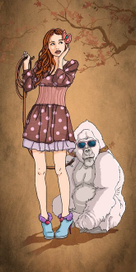 Из серии: Девушки и животные_girl with white ape