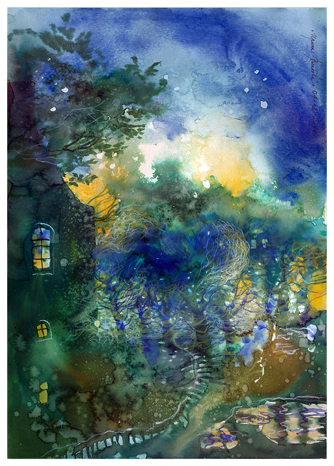 Сад вечером