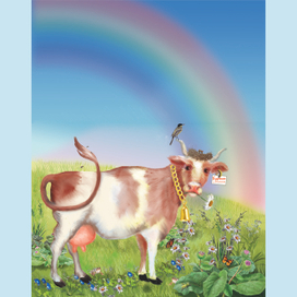 корова на лугу