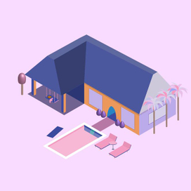 Дом с бассейном в изометрии