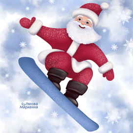 Дед Мороз на сноуборде