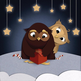 Новогодняя открытка из серии «Совушки»