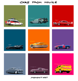 плакат в высоком разрешении "Автомобили из кинофильмов"