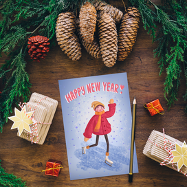 Рисунок на новогоднюю открытку .