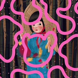 Малышка в бамбуковой роще 