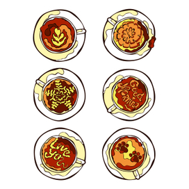 Coffee cup. Coffee pattern. Latte and cappuccino.