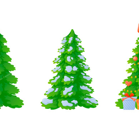 Стилизованные мультяшные ёлки.