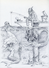 Старый рыбак и русалки