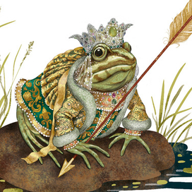 Лягушка-царевна, иллюстрация для пакетов магазина "Ладушка"