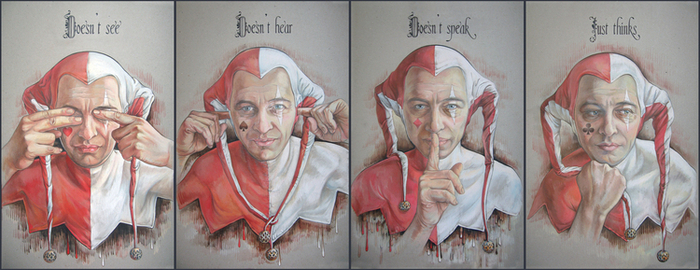 не видит, не слышит, не говорит, только думает