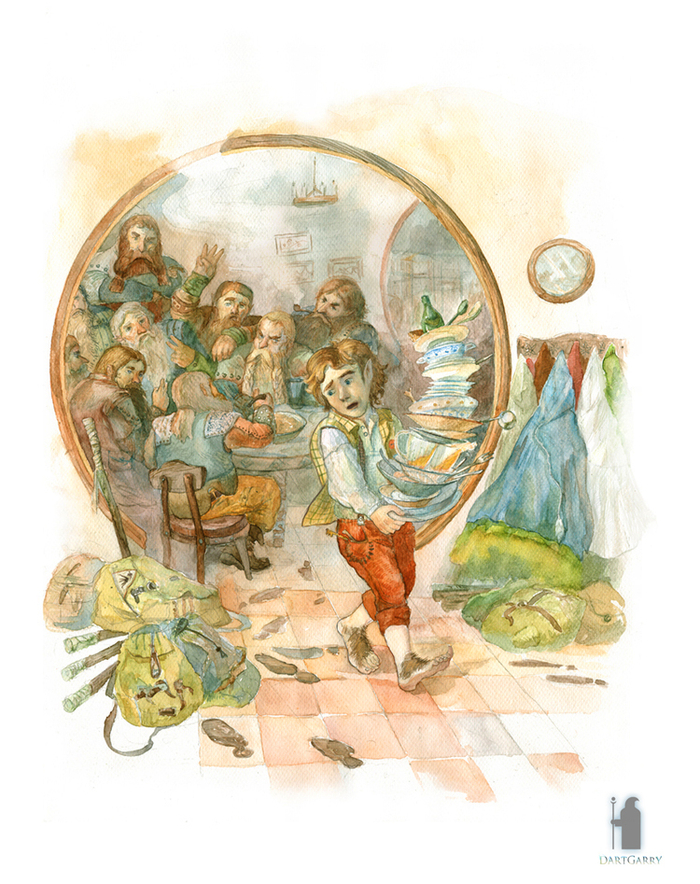 иллюстрация Хоббит  глава I  акварель