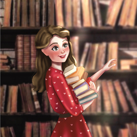 девушка в библиотеке