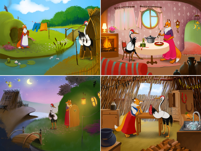 Иллюстрация к сказке "Лиса и Журавль"