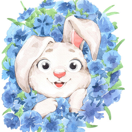 cute bunny in flowers