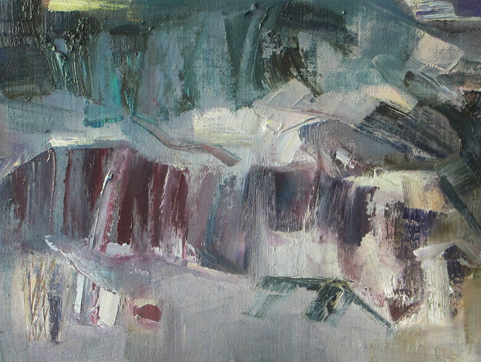 горы в снегу.этюд