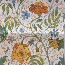 Принт бархатцы и васильки 