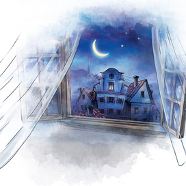 "Коркой от дыни Месяц на крыше дремал..."