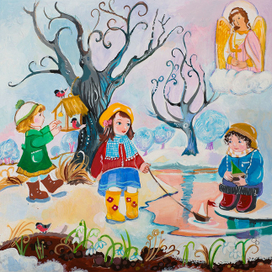 Весна. Иллюстрация к детскому календарю.