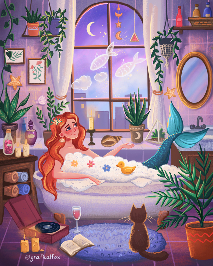 Русалочка в ванной