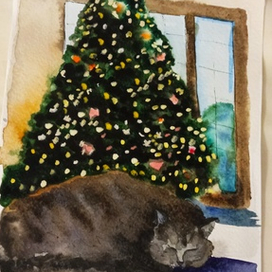 Акварель новый год