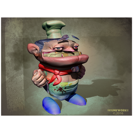 The Cook, sculpt overpaint, 2016