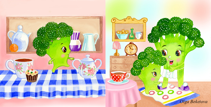 разворот к моей книжке Greeny, the baby broccoli (2021, Great Britain)