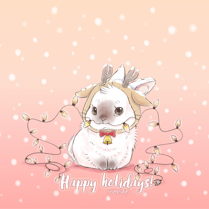 Зайчик с новогодней гирляндой