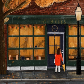 Иллюстрация для календаря от Pinkbus "Книжный магазинчик"