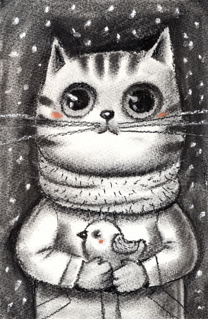 Кот и птичка