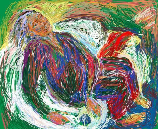 автопортрет на белом диване