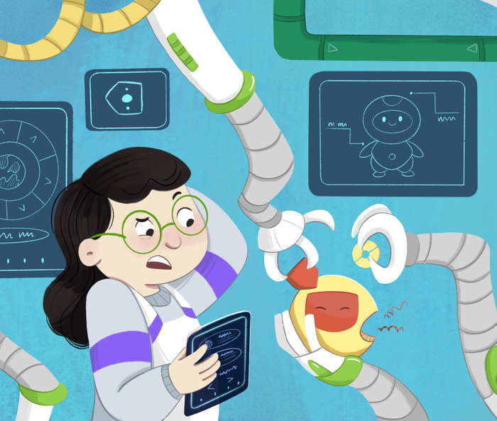 Изобретение робота. Книжная иллюстрация 