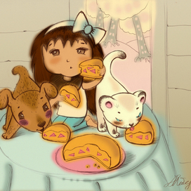 Полинка ест пирог)