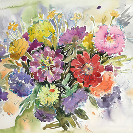 Букет с цинниями 