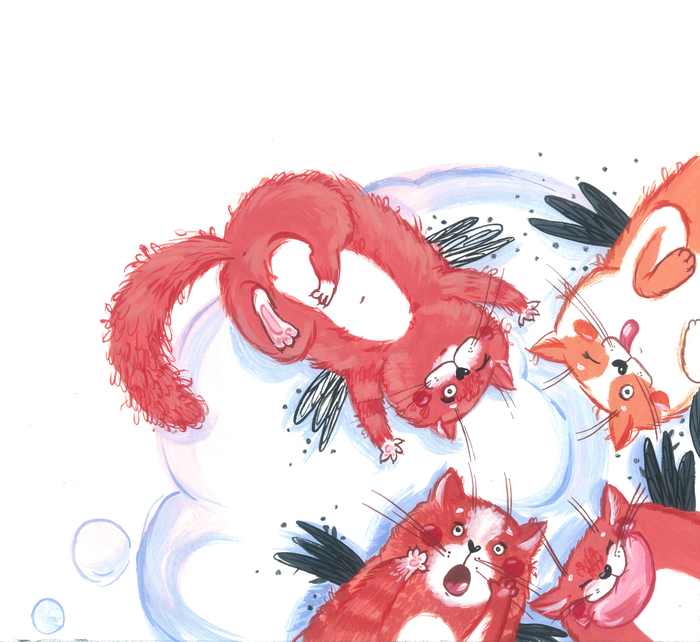 Облачные коты, илл. к книге про принцессу и дракончика