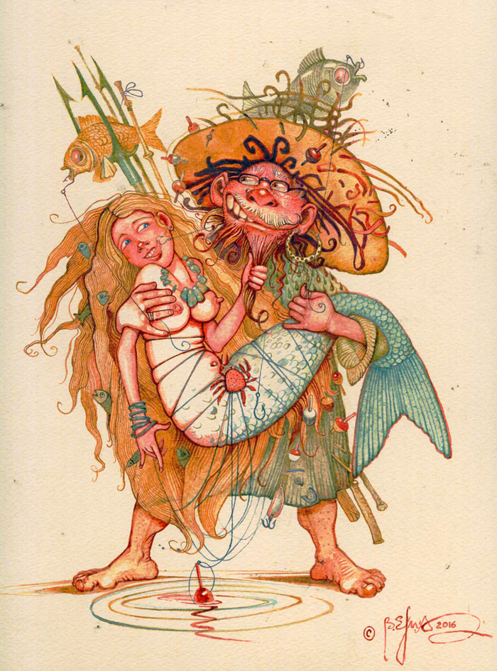 Postcard Happy fisherman.