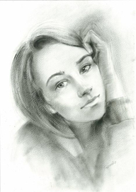 Портрет подруги . Сухая кисть