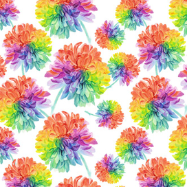 Паттерн с разноцветной хризантемой