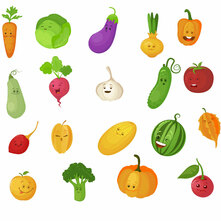 Веселые персонажи фрукты и овощи