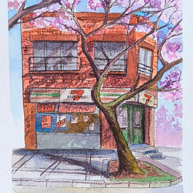 Японский магазинчик с сакурой