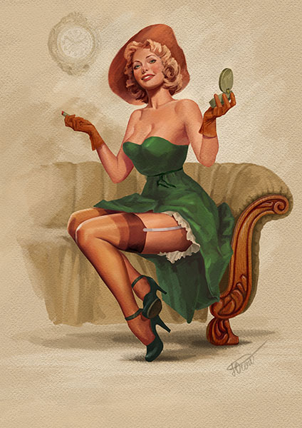 Рекламная иллюстрация в стиле Пин Ап