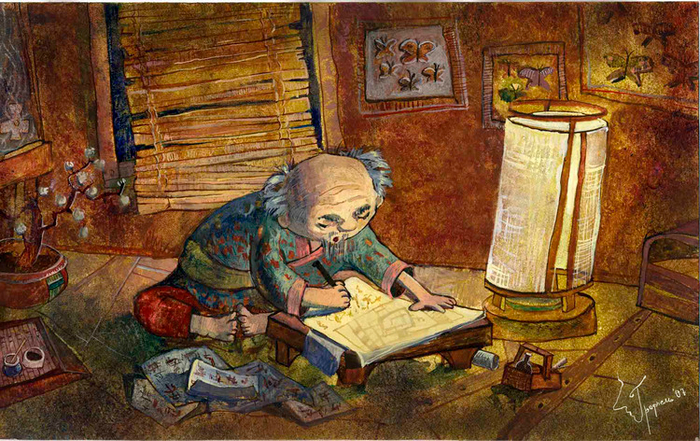 Эскиз к японской сказке "Бамбук до самого неба",2007 год.