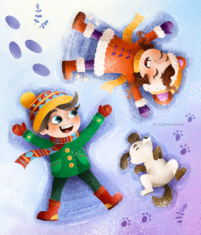 Дети в снегу