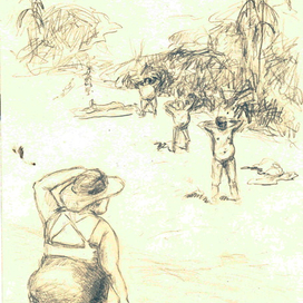 Спортсмены на пляже.