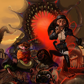 Нападение кракена на Рыжую бороду и его команду