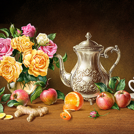 Иллюстрация на упаковку чая.