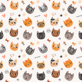 Бесшовный паттерн с котятами